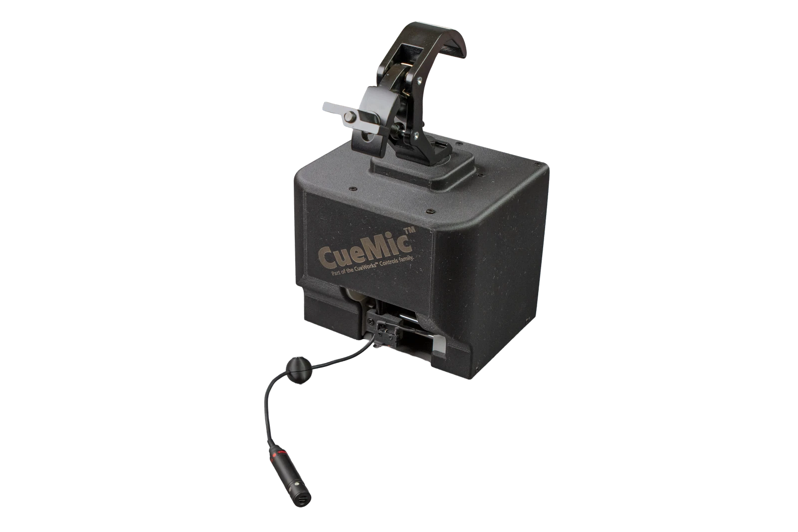 CueMic head with hanging microphone